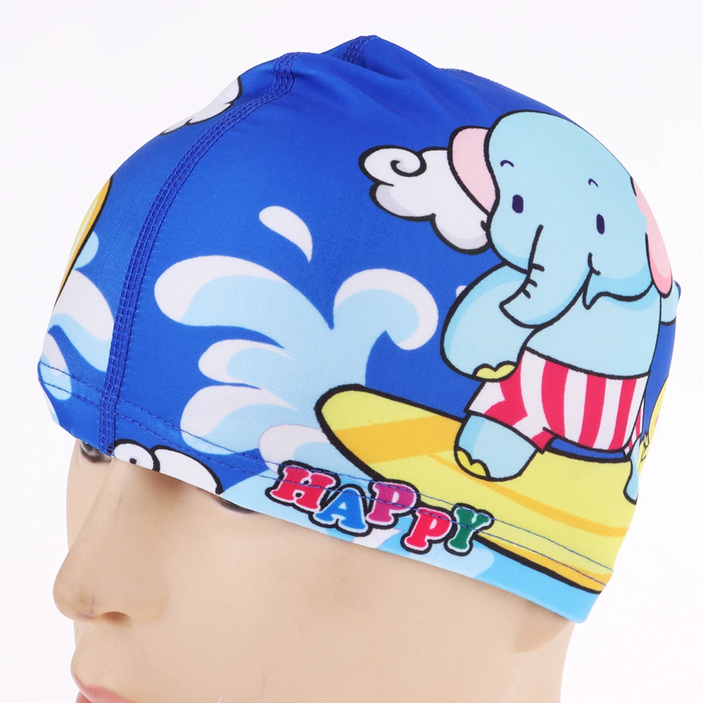 Girl Boy Cartoon Swimming Hat UV Protection Quick-Dry Swim Pool Caps with Cute Girls Elephant Print Kids Watersports Bath Beach