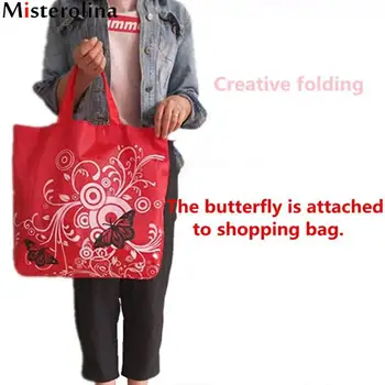 

Butterfly Love Flower Reusable Folding Shopping Bag Eco Bag for Grocery Shopping Storage Bags for Fruit Vegetable Toys