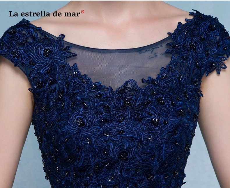 Vestido madrinha new lace cap sleeve A Line navy blue red bridesmaid dresses long elegant wedding guest dress