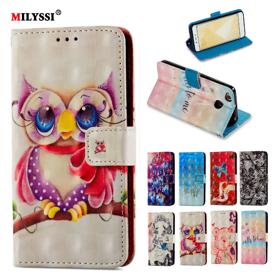 

3D Painted Luxury Flip Wallet Case For Xiaomi RedMi 4X Book Flip Style High Quality Mobile Phone Cases For Redmi 4X Stand Cover