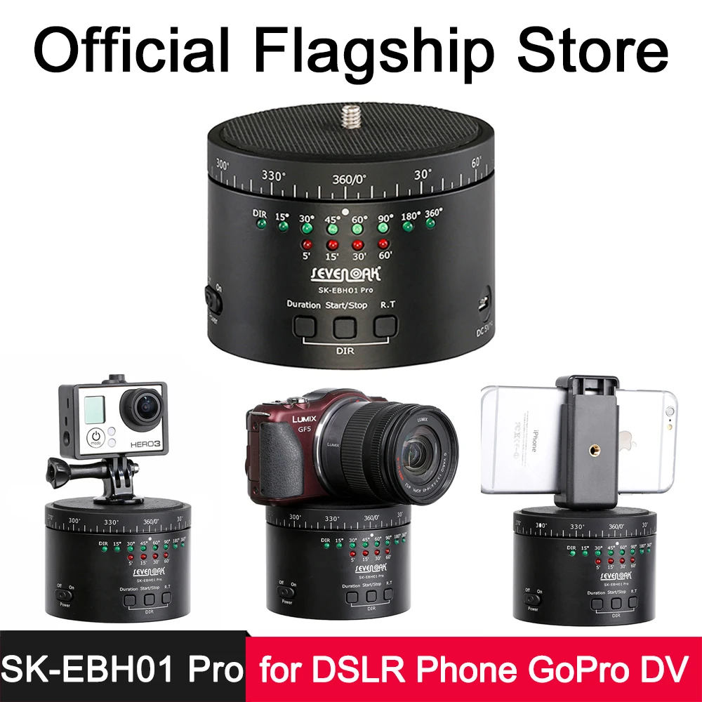 Sevenoak SK-EBH01 Electronic Panorama Tripod Ball Head 360 Degree Panning Rotating Time Lapse for DSLR Camera iPhone GoPro Sjcam Sevenoak SK-EBH01 Electronic Panorama Tripod Ball Head 360 Degree Panning Rotating Time Lapse for DSLR Camera iPhone GoPro Sjcam