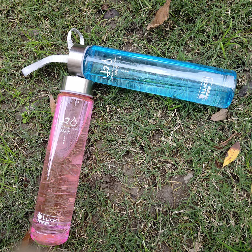 WTCABROE لا متجمد زجاجات مياه 265 مللي المحمولة الصيف في الهواء الطلق الرياضة شفافة غير قابلة للكسر البلاستيك 6 ألوان HD المياه زجاجة