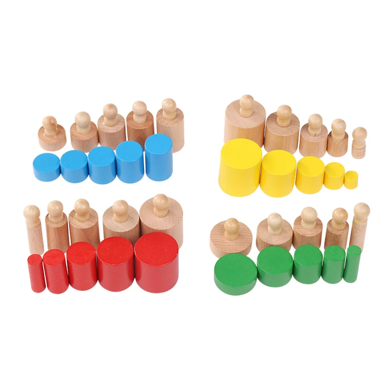 Wooden Montessori Education Cylinder Sockets Block Toys Baby Development Practice & Sensory Set Family Toys