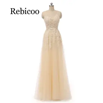 

Rebicoo 2019 A-line deep V-neck sleeveless long dress embroidered shiny stone girl dress