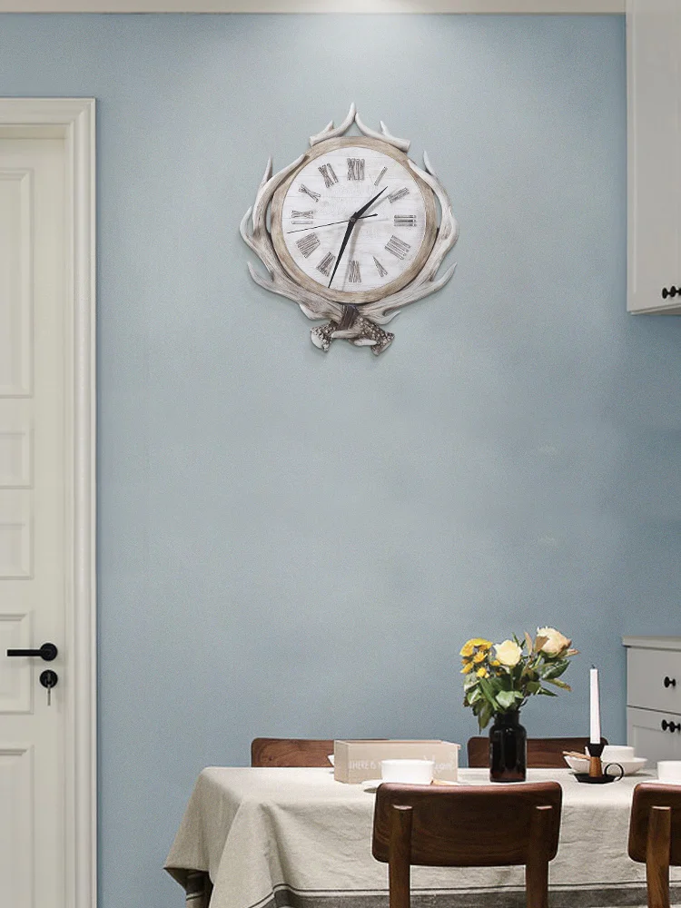 

Nordic Creative Antler Wall Clock Modern Design 3D Clock Mute Atmosphere Living Room Decoration Quartz Clock Wall Big Clock