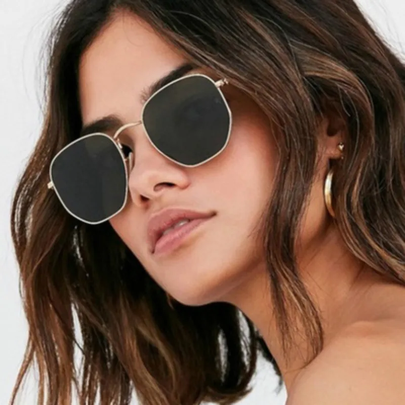 

NEW Fashion Classic Sunglasses Women Brand Designer Driving Mirror Sun Glasses Men Vintage Sun Glasses Hexagon Metal