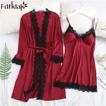 Женские домашние кружевные платья, 2 предмета, сексуальная ночная рубашка, комплект для отдыха, платье, халат, ночная рубашка, комплект, весна-лето, Fdfklak