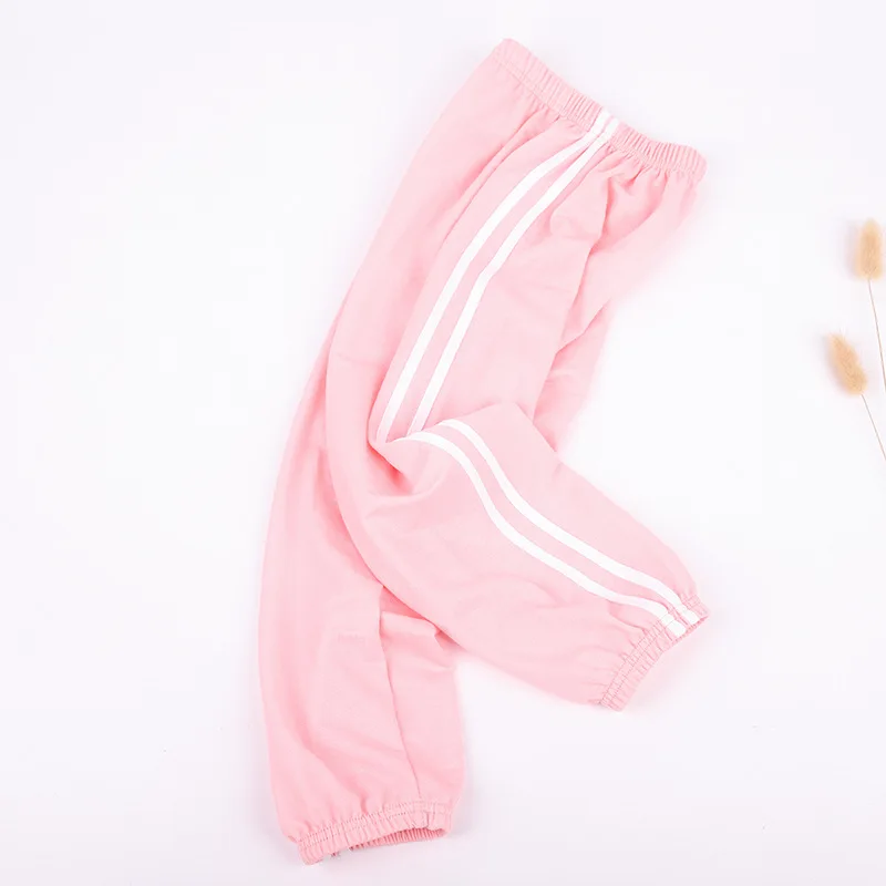 pink Детские однотонные штаны до щиколотки мягкие эластичные штаны для мальчиков летние штаны для девочек с защитой от комаров детские шаровары PTN01 - Цвет: pink