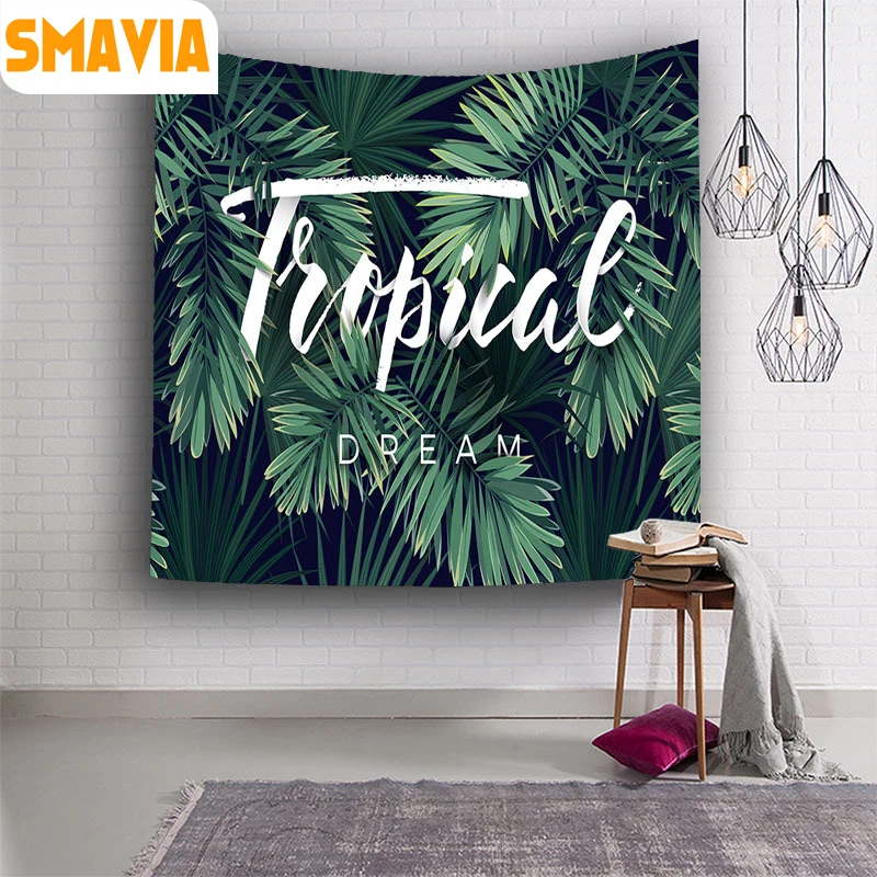 SMAVIA Tropical Plants Design Wall Hanging Tapestry 100% Polyester Mandala Bedspread Table Cloth Yoga Mat | Дом и сад