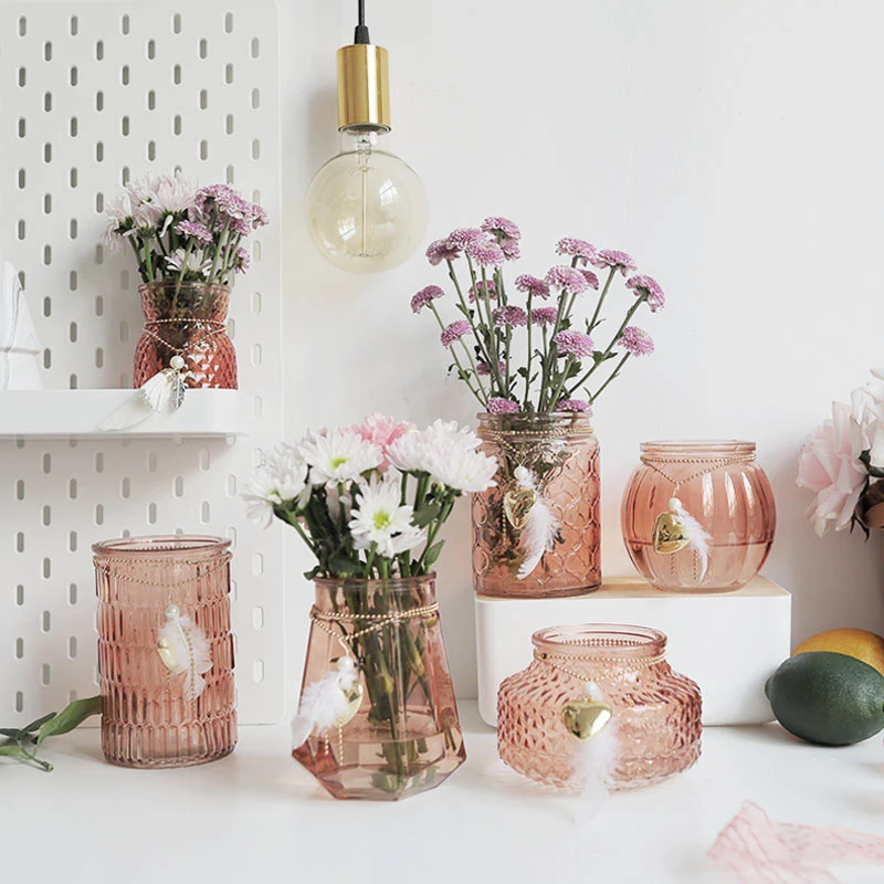 Ins Creative Bohemian Crystal Vase Champagne Red Mini Vase
