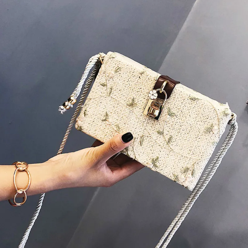 

2019 New Retro Small Box Bag Female Fashion Mini Crossbody Bag Small Square Bag Woven Shoulder Bag #19791