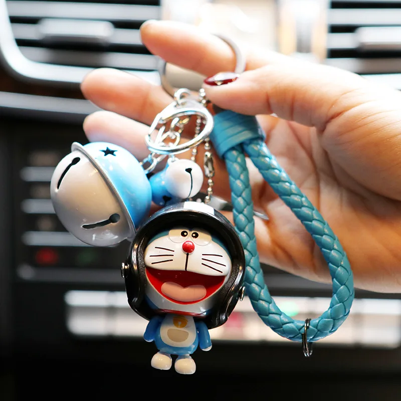 

Cartoon Multiple Expressions Helmet Doraemon Keychain Women Leather Trinket Metal Key Chains Car Bag Pendent Charm