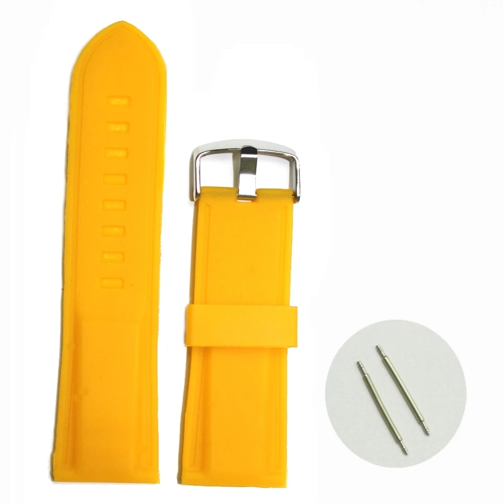 

26mm Fun Yellow Color Silicone Jelly Rubber Unisex Watch Band Straps WB1054F26JB