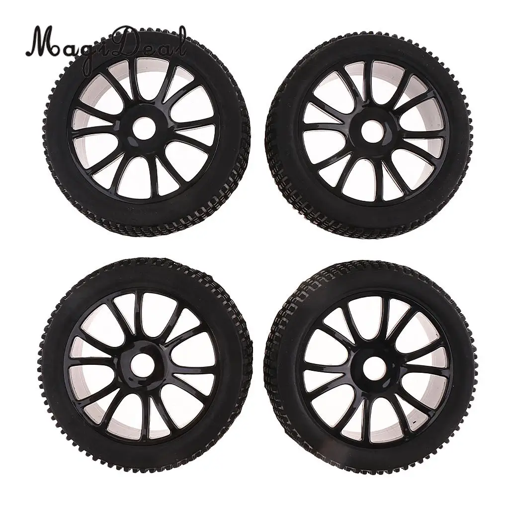 MagiDeal Rubber 4 Pieces 17mm Hub Wheel Rim Tires 1:8 Off-Road RC Car Buggy Tyre for 1/8 HSP HPI Truck
