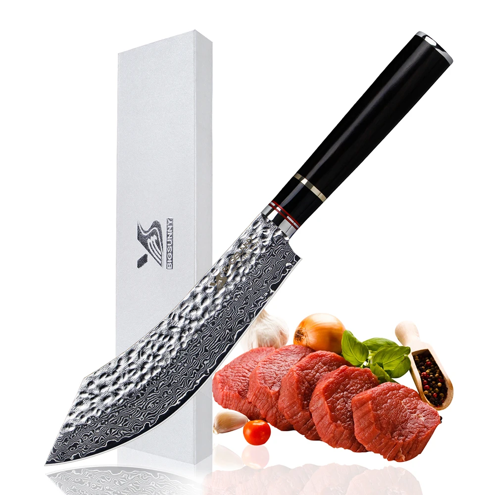 BIGSUNNY, 7 дюймов, нож для мясника, супер дамасский стальной нож для пилинга, нож для мяса с вакуумной обработкой, китайский Кливер