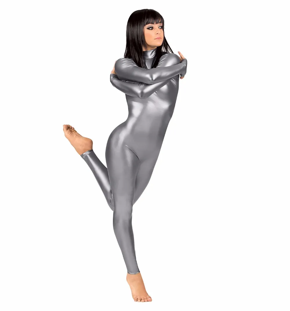 Женский длинный рукав черный комбинезон боди полный тело гимнастика танец трико лайкра костюм зентай из спандекса танцевальная одежда косплей костюм