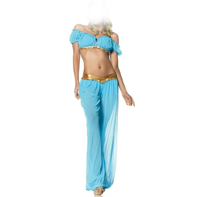 Princess Jasmine Costumes for Women Sexy Belly Dancer Costume Halloween