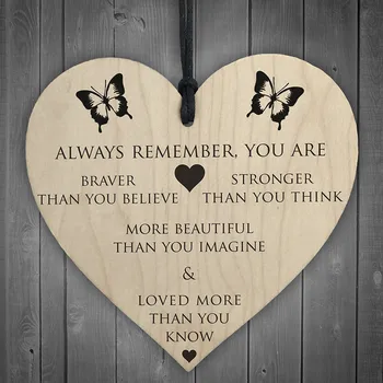 

10PCS You Are Braver Stronger Smarter & Beautiful Wooden Hanging Heart Friends wooden plaque @D