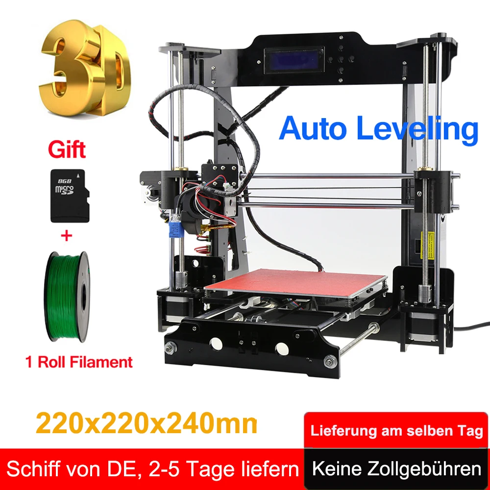 

Hot Sale Upgraded 3D Printer DIY kit Extruder MK3 heatbed 3D Printing PLA ABS support Auto leveling +8GB SD Card 1 Roll Filament