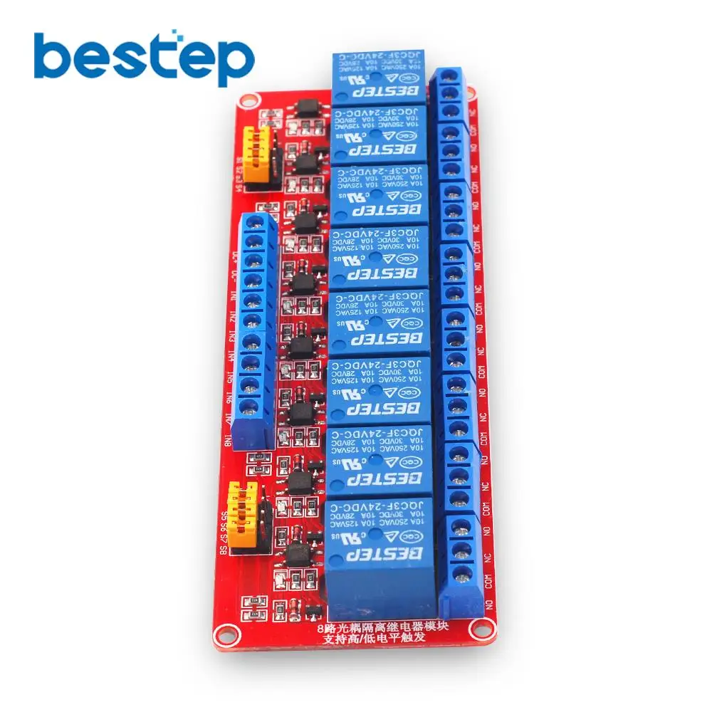 1 шт. 8 канальный 24 В релейный модуль 8-канальный модуль высокий и низкий триггер красная плата
