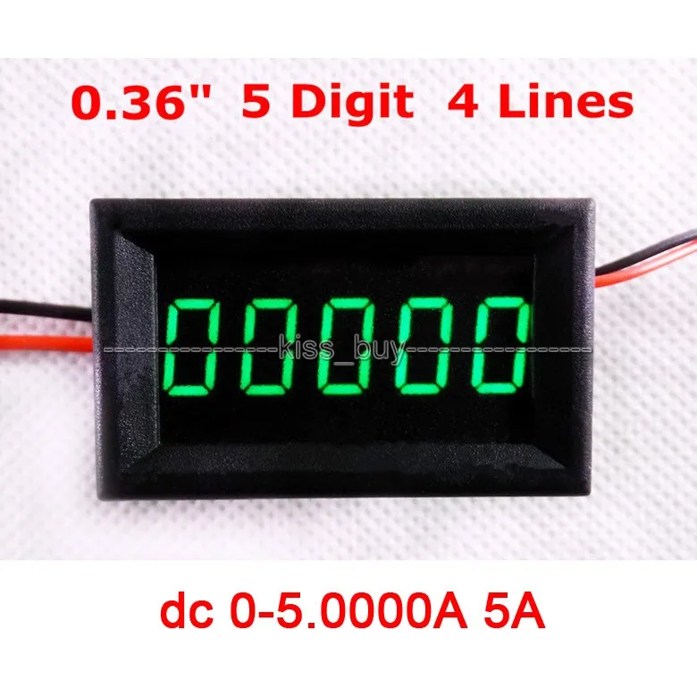 5 цифр постоянного тока 0-5.0000A 0-5A цифровой амперметр зеленый светодиодный тестер Высокая точность амперметр ампер метр монитор ток Встроенный шунт