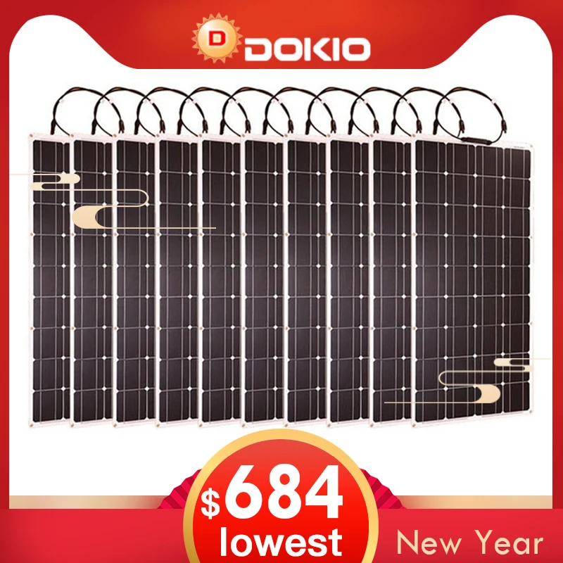 

Dokio Brand 10p Flexible Solar Panel 100W Monocrystalline Waterproof Flexible Panel Solar 1000W For Motorhome/Camping/Boat/Car