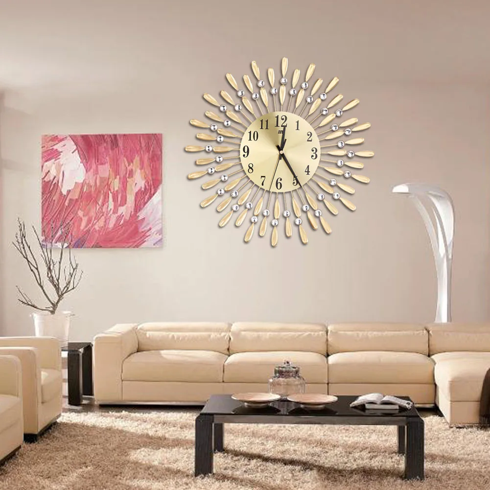 Reloj de pared grande 3D de estilo moderno con sol de cristal, relojes silenciosos para la decoración del hogar de la Oficina de la sala de estar Reloj de pared grande 3D de estilo moderno con sol de cristal, relojes silenciosos para la decoración del hogar de la Oficina de la sala de estar