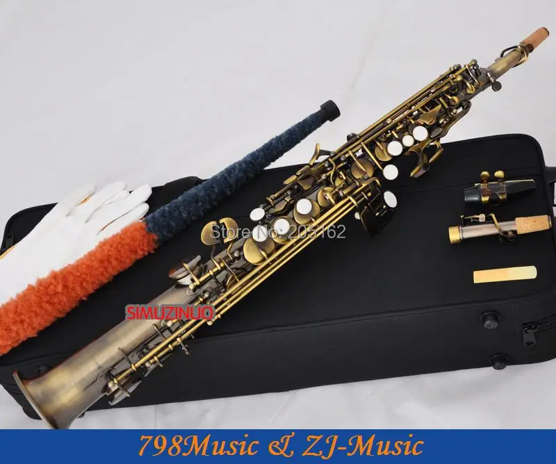 

Red Antique Soprano Saxophone Bb key to High F&G key-2 Neckes