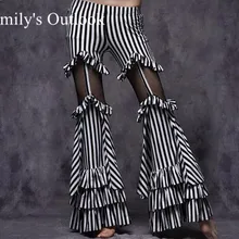 Танец живота Этническая Женская хлопчатобумажная брюки на подвязках полосатые с боковыми разрезами леггинсы для танцев M L Черный Белый Бордовый