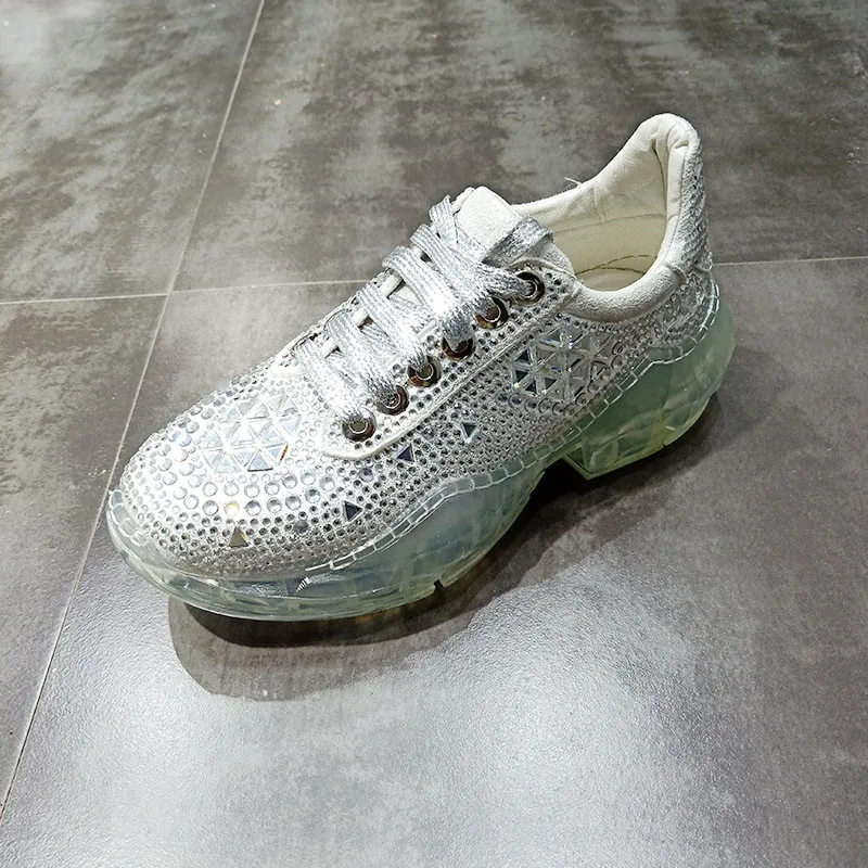 

Women's Chunky Sneakers Fashion Rhinestone Jelly Shoes 2019 Spring Autumn Platform Sneakers For Woman Bling Sneaker Women Shoes