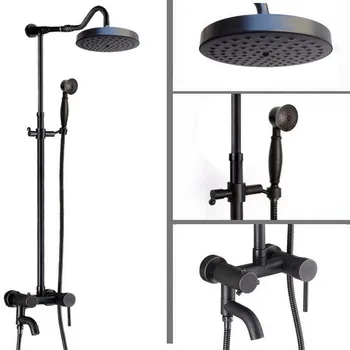 

Black Oil Rubbed Brass Single Handle Bathroom Rainfall Rain Shower Head Faucet Set Bath tub Mixer Tap Wall Mounted mrs647