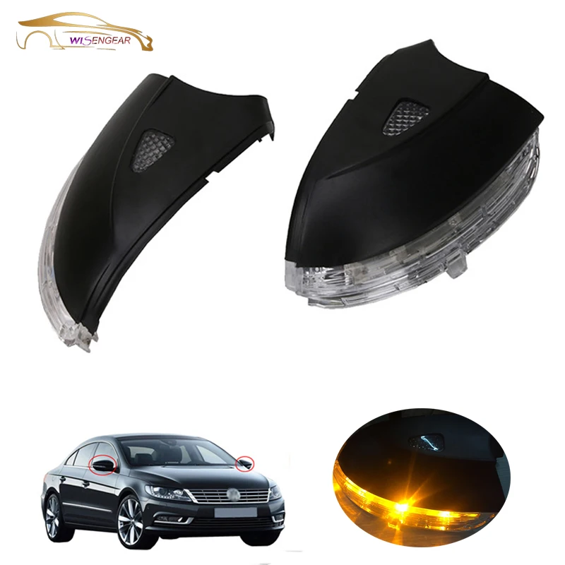 WISENGEAR Rearview Wing Mirror Cover Turn Signal Light Yellow LED Lamp For VW Jetta MK6 Passat