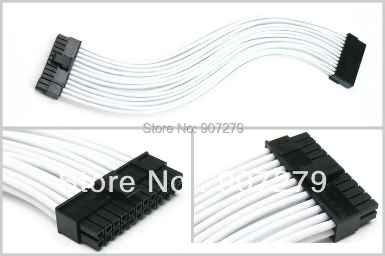 

WinfMOD motherboard ATX 24 PIN three braid extension power core/cable 18AWG with white sleeving