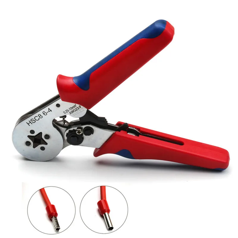 

Self-adjusting HSC8 6-4 Crimping Plier Hand Tool For Capacity 0.25-10mm2 23-10 AWG Wire Sleeves Ferrules Insulated Crimp Plier