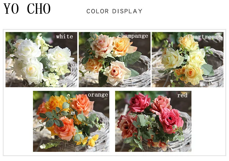 5 head roses simulation flowers 7