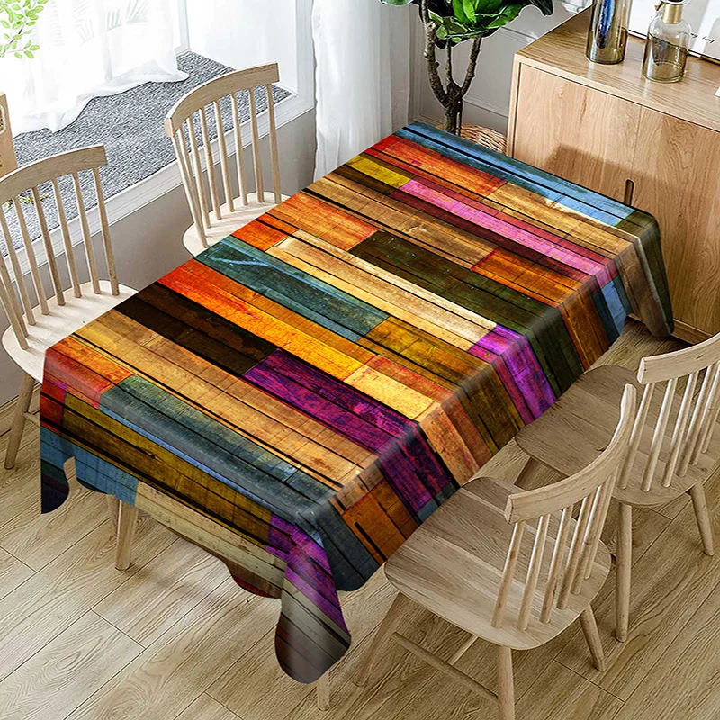 

3d Color Geometric Retro Grain Party Modern Decorative Polyester Dustproof Tablecloth