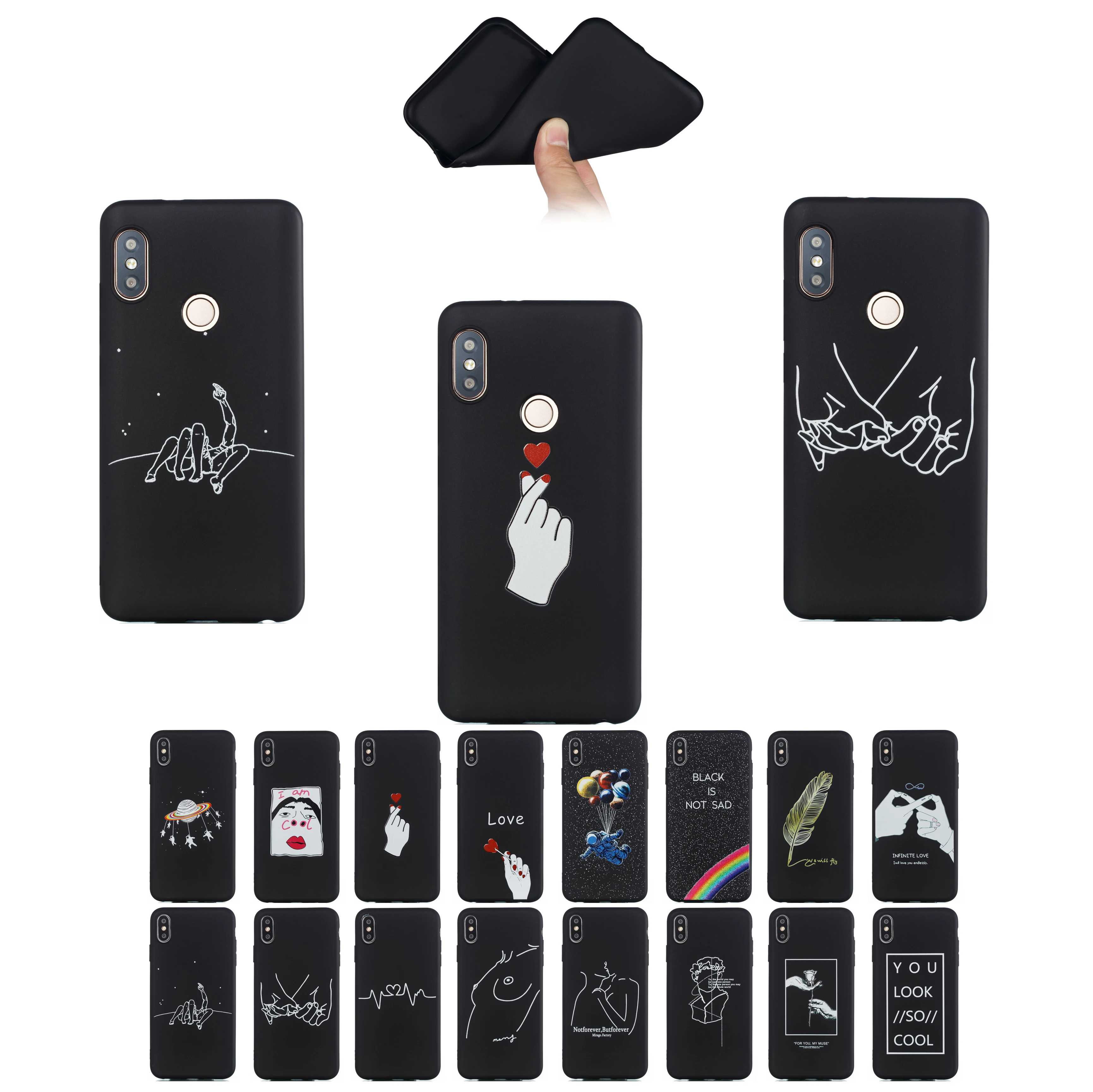 

TPU For Redmi 4A 4X 5 5A Plus 6 6A Pro 7 Note4 Note4X Note5 Pro Note6 Note7 S2 Case Cool Style Black Matte Mobile Phone Bag