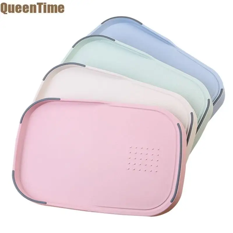 

QueenTime Cutting Board For Kitchen Wheat Straw Chopping Board Non-slip Border Double Side Vegetable Mat Home Cooking Utensils