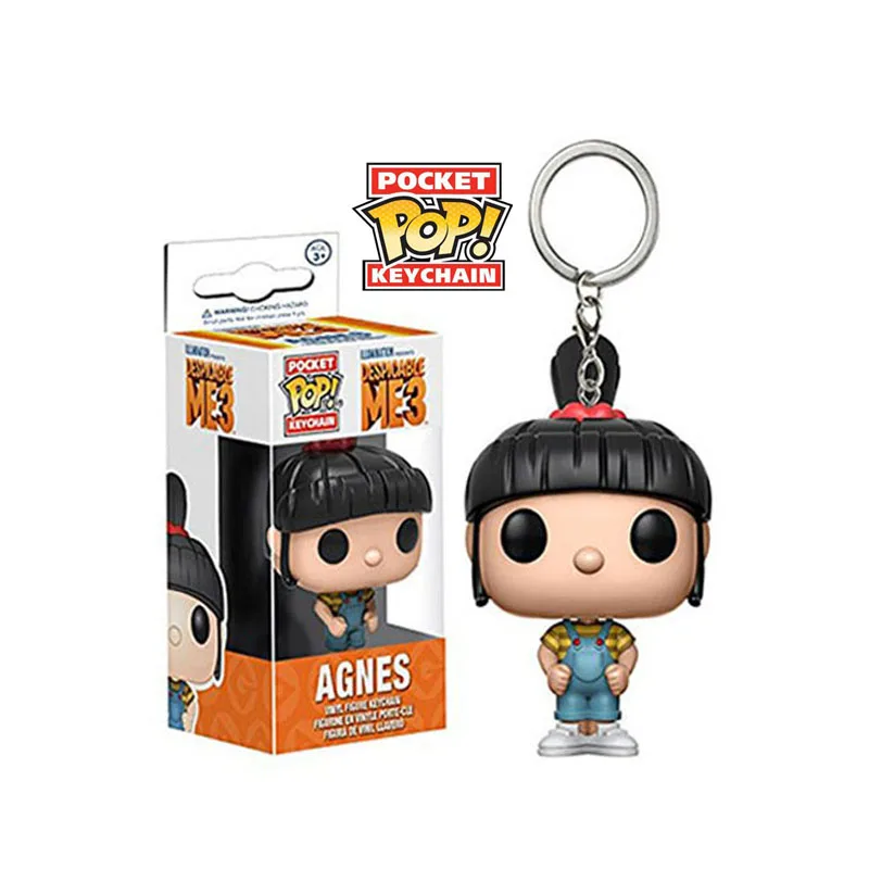 FUNKO POP Cartoon Despicable-Me3 Minions CARL AGNES pocket Keychain action Figure Collection Toys for children with retail box FUNKO POP Cartoon Despicable-Me3 Minions CARL AGNES pocket Keychain action Figure Collection Toys for children with retail box