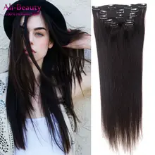 Ali Beauty Natural Human Hair Extensions Clip In Straight Brazilian Virgin Hair Clips Aplique Tic Tac Cabelo Humano 1B Tic Tac