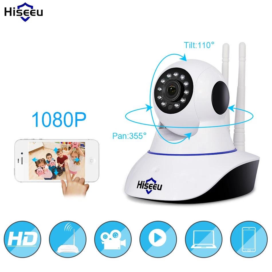 Hiseeu охранных 720 P 1080 P Wi-Fi IP Камера аудио записи SD карты памяти P2P HD видеонаблюдения Беспроводной камера Видеоняни и Радионяни