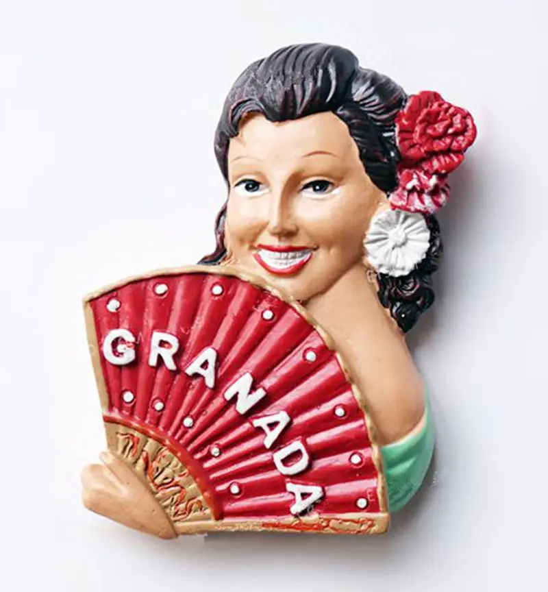 

High Quality Spain Granada Girl 3D Fridge Magnets Tourism Souvenirs Refrigerator Magnetic Stickers Home Decortion