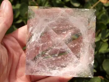 

Natural Clear Quartz crystal pyramid Carving 406g