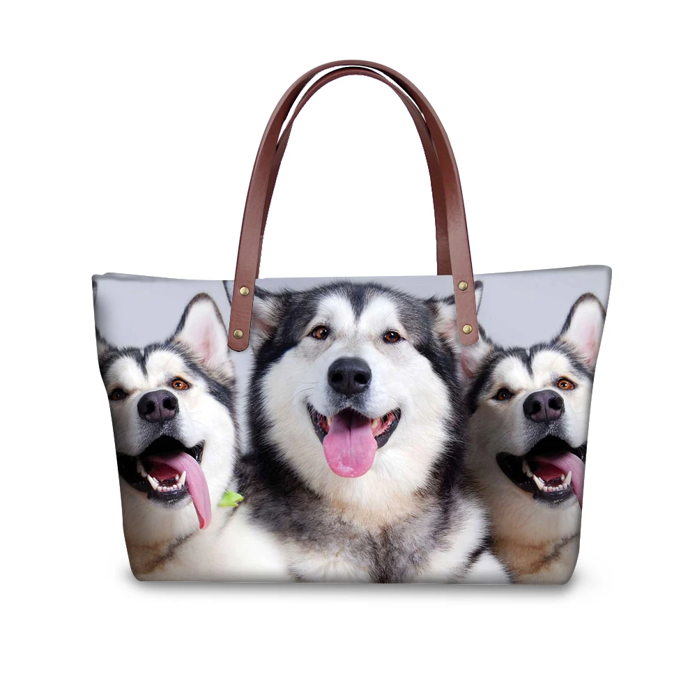 

2017 Fashion Women Handbag Cross-body Tote Bags Cute 3D Huskies Dog Female Bolsas Feminina For Girl Messenger Mujer