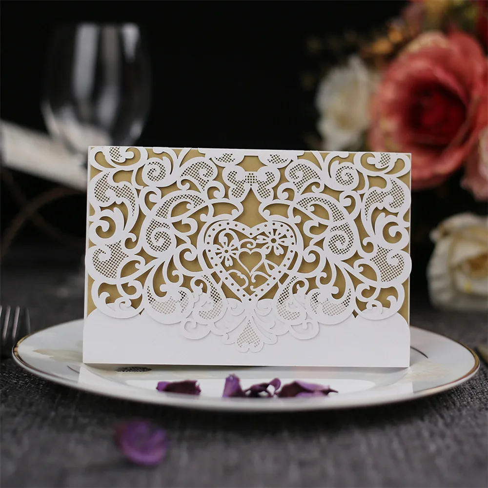  10Pcs Delicate Carved Romantic Wedding Party Supplies Decor Invitation Card Envelope Luxury Wedding - 4.00004E+12
