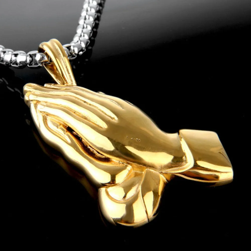 Religious Silver & Gold Women Mens 316L Stainless Steel Worship Pendant