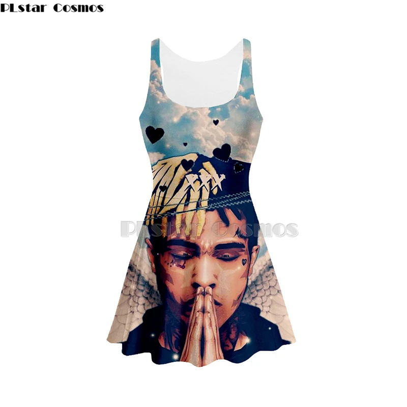 3D Print xxxtentacion fashionable women Summer women's clothing tank top dress sleeveless dress hip hop rapper 3d dress