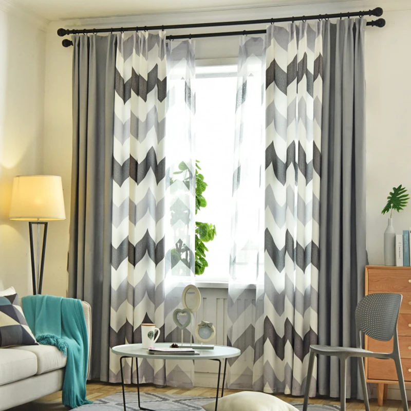 

Wave Nordic Shade Finished Blackout Curtains For And Tulle Simple Modern Bedroom Window Curtain Living Room Rideaux Voilage