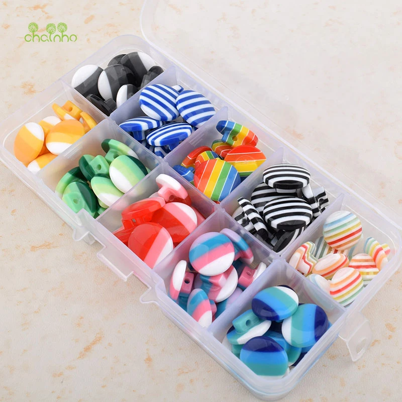 

Chainho,100pcs/Box,1 Holes,Resin Colorful Striped Buttons Of DIY Scrapbooking Patchwork Sewing/Decorative Crafts&Home Decoration