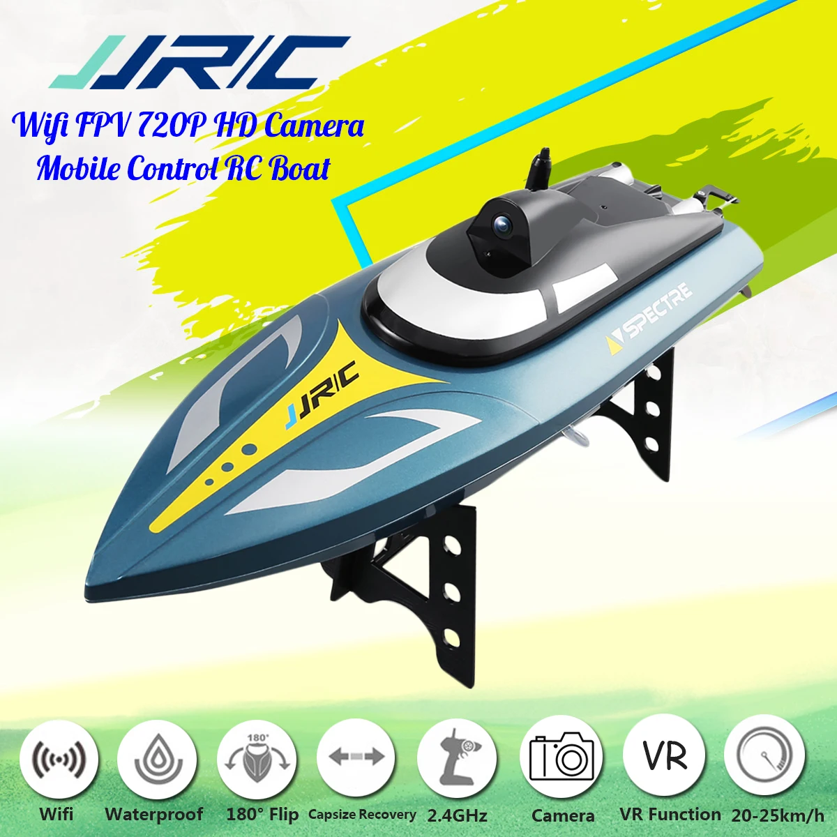 

New Arrival JJRC S4 Ghost 2.4G 25km/h RC Boat 720P HD Camera WIFI FPV App Control SPECTRE W/ Water Cooling System VS S1 S2 S3